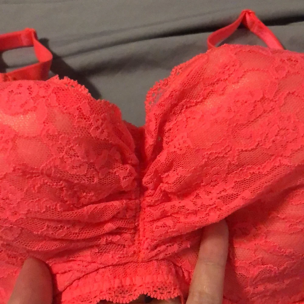 V.S | Lined Demi Ruched Sherbet Orange Bra - Picture 4 of 5